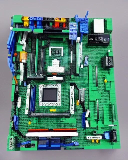 Image similar to lego set of a modern computer motherboard