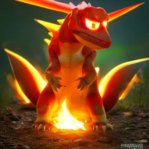 Prompt: national geographic photo of charmeleon, pokemon in the wild, intricate, portrait, 8 k highly professionally detailed, hdr, cgsociety