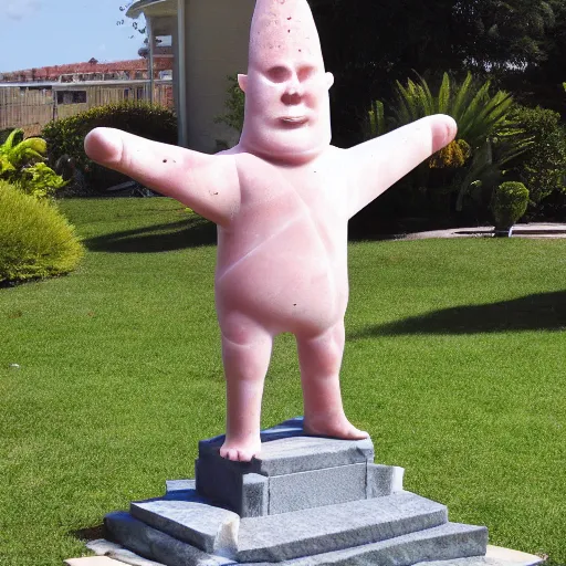 Image similar to marble statue of patrick star from the tv show spongebob