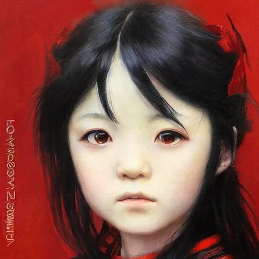 Image similar to realistic oil painting portrait of Babymetal J-Rock singer idol girl Yui Mizuno, she is 20 years old, by Greg Rutkowski, Peter Mohrbacher, Craig Mullins.