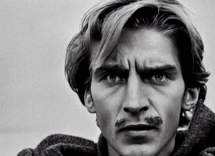 Image similar to xqc playing as Winston in Nineteen Eighty-Four (1949), 35mm photography, highly detailed, cinematic lighting, dystopian, grunge 4k