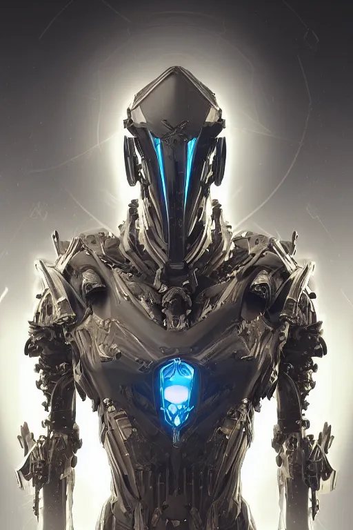 Prompt: detailed portrait of a cyborg, necromancer, warframe armor, benevolent, scifi, futuristic, elegant cape, perfect, glow, concept art, sharp focus, inside a space ship, trending on artstation, intricate, advanced technology, art by roman makarenko and simon almeida and marcos melco