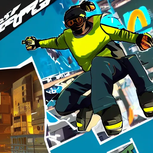 Prompt: woolie madden in jet se radio future, bomb rush cyberfunk, jet set radio sequel, cel - shading, unreal engine 5