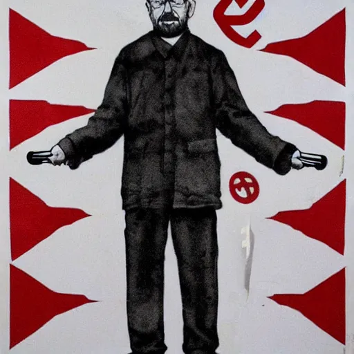 Prompt: walter white Soviet propoganda hammer and sickle