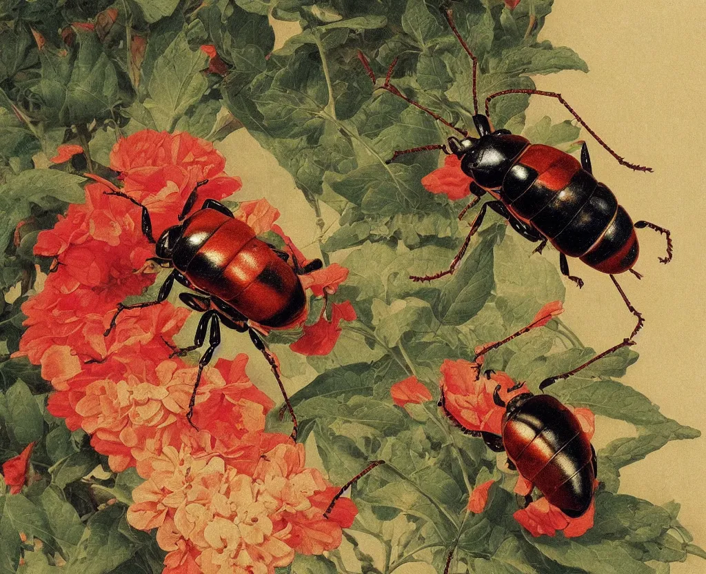 Image similar to a beautiful colorful beetle coleoptera ( ( ( by gustave boulanger ) ) )