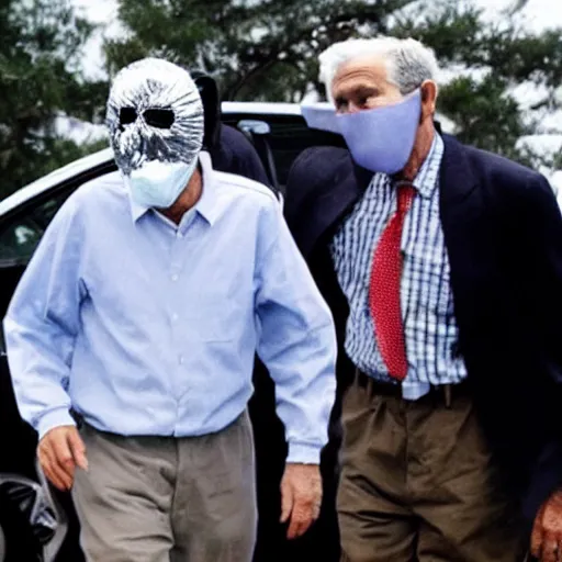 Prompt: george bush wearing tinfoil ski mask