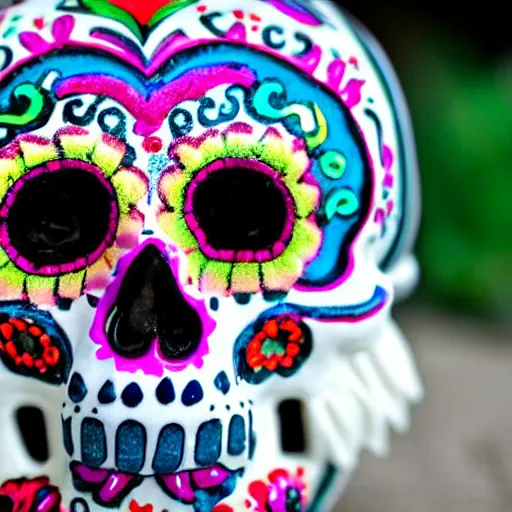 Image similar to a candy sugar skull havanese dog skull, mexico, day of the dead, close up photo, panasonic gh 6 6 0 mm bokeh