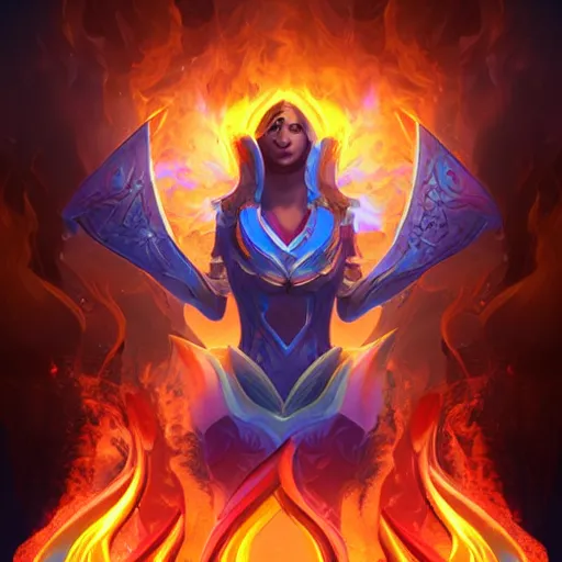 Prompt: a flame epic legends game icon stylized digital illustration radiating a glowing aura global illumination ray tracing hdr fanart arstation by ian pesty and katarzyna da bek - chmiel