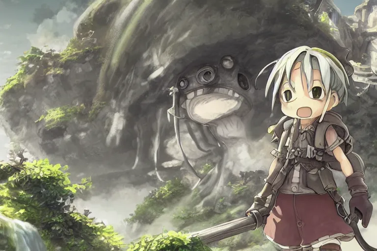 Prompt: made in abyss concept art