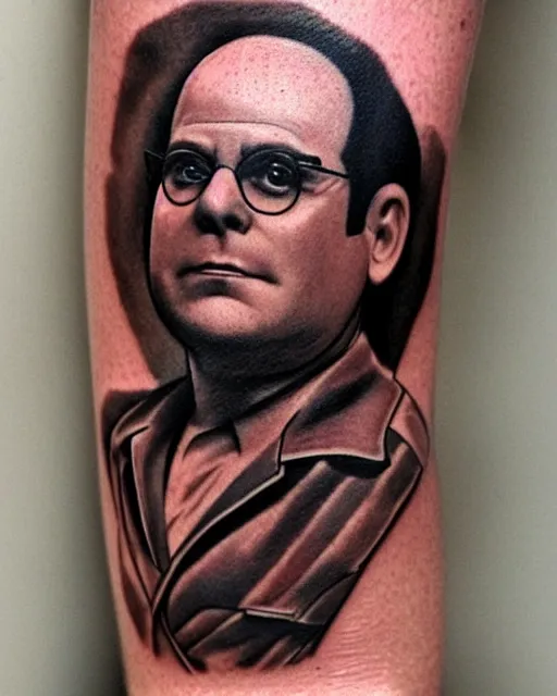 Image similar to george costanza, realism tattoo