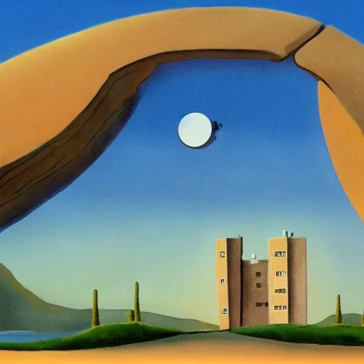 Image similar to a building in a stunning landscape by tex avery