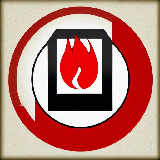 Image similar to a photo of a retro 1 9 7 0 s minimalistic clean fire warning label, studio lighting, behance