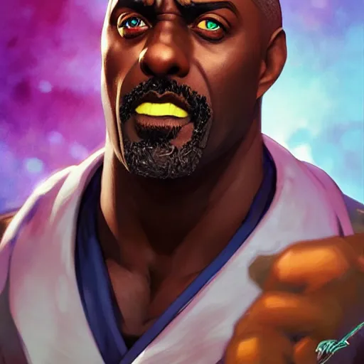 Image similar to idris elba as a street fighter character, cg animation, capcom, realistic, character select portrait, by artgerm, greg rutkowski, alphonse mucha, 3 d