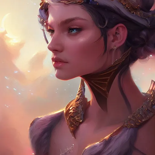 Image similar to star goddess, d & d, fantasy, portrait, highly detailed, digital painting, trending on artstation, concept art, sharp focus, illustration, art by artgerm and greg rutkowski and magali villeneuve