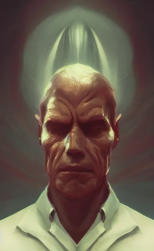 Prompt: an elegant portrait of a man with with nothing in his heart, deep rich colors, 4 k, award winning, blur, minimalistic, neon, surrealism, unreal engine 5, high detail, ryan jia, frank frazetta, john alvin, gatson bussiere, kutsuya terada,