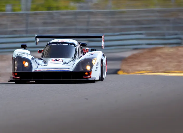 Image similar to Dauer 962 LeMans road car racing down high way motion blur front side view