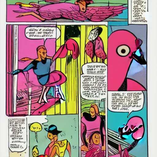Image similar to flamingo comic book