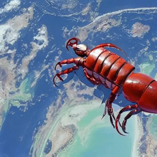 Image similar to a space station shaped like a lobster