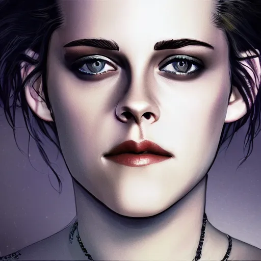 Prompt: portrait of Kristen Stewart, digital art by Mark Simonetti and Moebius 4k, 8k, HD