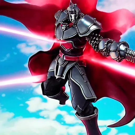 Image similar to Momon from Overlord swinging his swords in a cool action pose by Ufotable and Toei animation