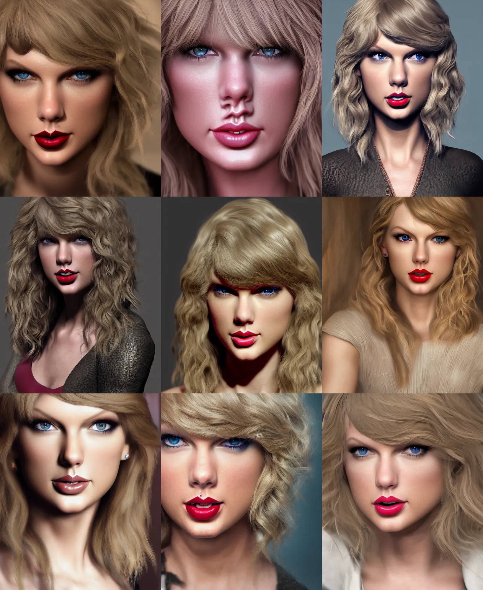 Prompt: portrait of taylor swift by greg rutkowksi, extreme detail, 8 k, intricate abstract, unreal engine tech demo