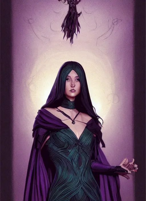 Prompt: tarot!!, high priestess, no noise, elegant, concept art, sharp focus, beautiful face!!, digital art, smooth defined outlines!!, human anatomy, human structure, vector background, dark fantasy, midnight blue, muted violet, by Brom, trending on Artstation, Tom Bagshaw, Sargent