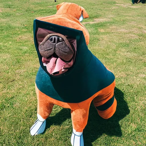 Image similar to a person wearing a dog suit