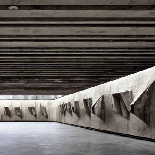 Image similar to a brutalist museum