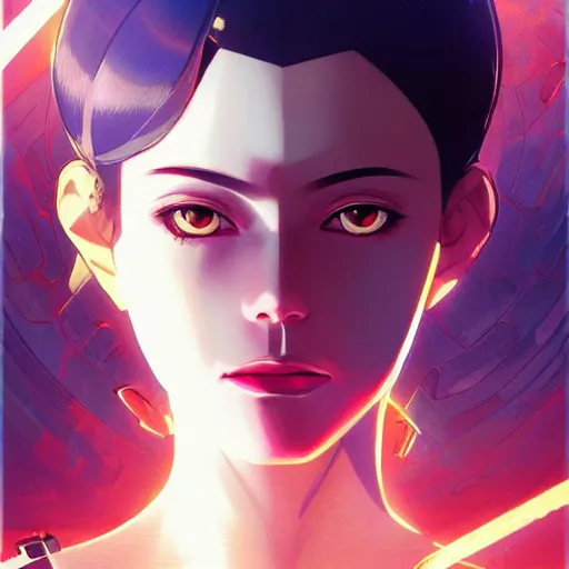 Image similar to A beautiful cyborg woman with big and cute red eyes || VERY ANIME, fine-face, realistic shaded perfect face, fine details. Anime. realistic shaded lighting poster by Ilya Kuvshinov katsuhiro otomo ghost-in-the-shell, magali villeneuve, artgerm, Jeremy Lipkin and Michael Garmash, Rob Rey and Kentarõ Miura style, trending on art station