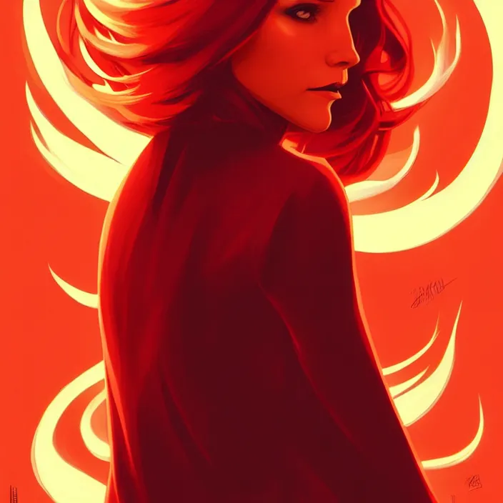 Image similar to style artgerm, joshua middleton, beautiful kristen bell with dark red dress, very long orange hair, symmetrical face, symmetrical eyes, fire powers fire swirling, detailed, volcano setting, cinematic lighting