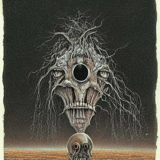 Image similar to a hyperrealistic colorful painting of a psychedelic alien nightmare, by john kenn mortensen and zdzislaw beksinski, highly detailed, vivid color,