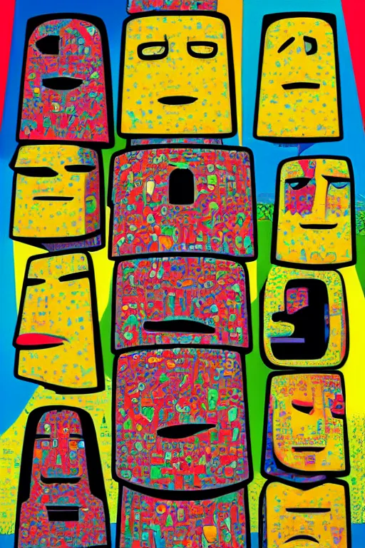 caricature cartoon moai statue popart slap face, Stable Diffusion