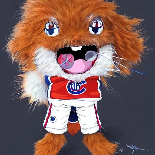 Image similar to anime Portrait of Youppi the Habs Montreal Canadiens Mascot as a very cute powerful and friendly pokemon, highly detailed anime, high evolution, 1990s, legendary, smooth, sharp focus, dynamic lighting, intricate, trending on ArtStation, illustration pokemon, art by WLOP