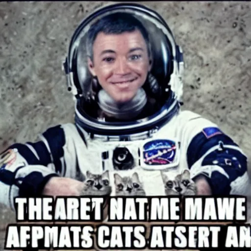 Image similar to the always has been meme, but with astronauts replaced by cats