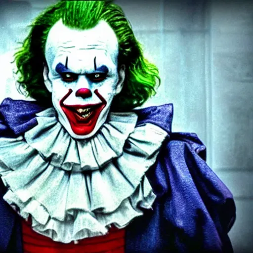 Image similar to Pennywise as The joker 4K quality super realistic