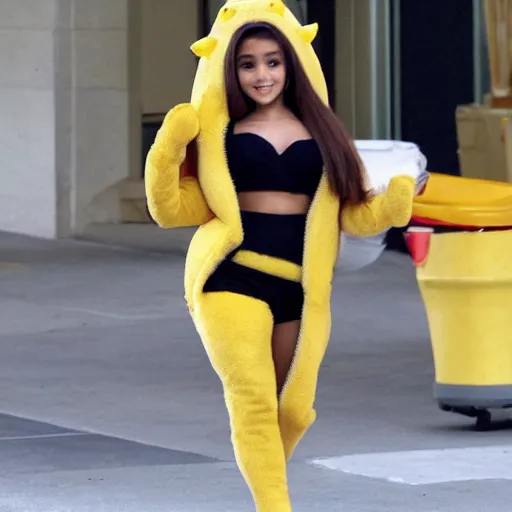 Prompt: ariana grande in a banana suit