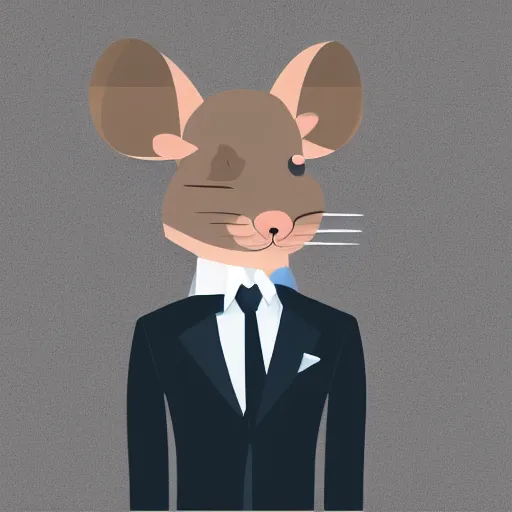 Image similar to website logo of a rat in a suit holding a briefcase