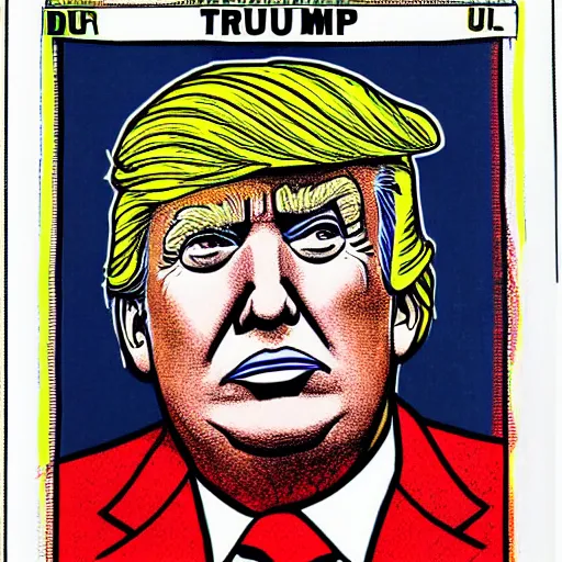 Image similar to a portrait of dONALD tRUMP drawn by Robert Crumb