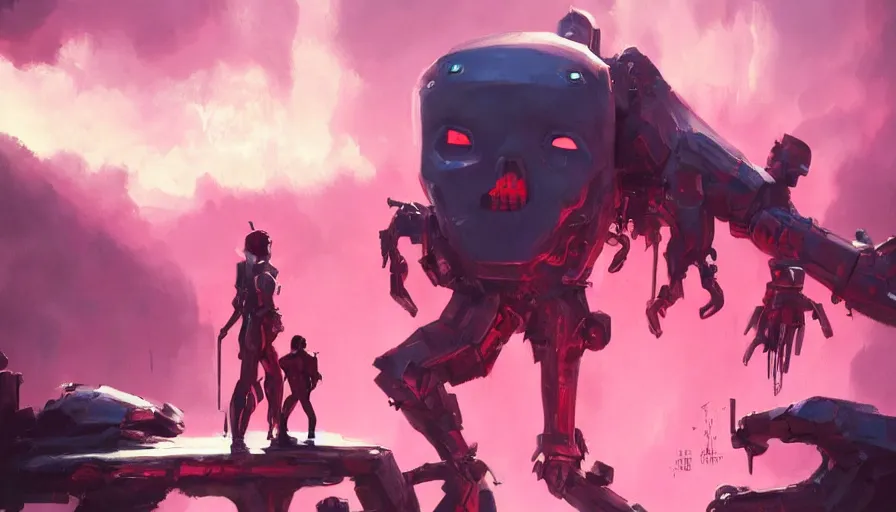 Image similar to concept art of love, death + robots series of netflix, cinematic shot, oil painting by jama jurabaev, brush hard, artstation, for aaa game, high quality, brush stroke