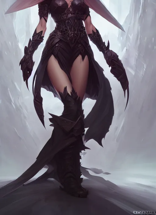 Image similar to dark sorceress,, wide angle view, fullbody view, highly detailed, qichao wang, artgerm, cushart krenz, zeronis, trending on artstation, soft light, sharp edges, illustration, character design, concept art