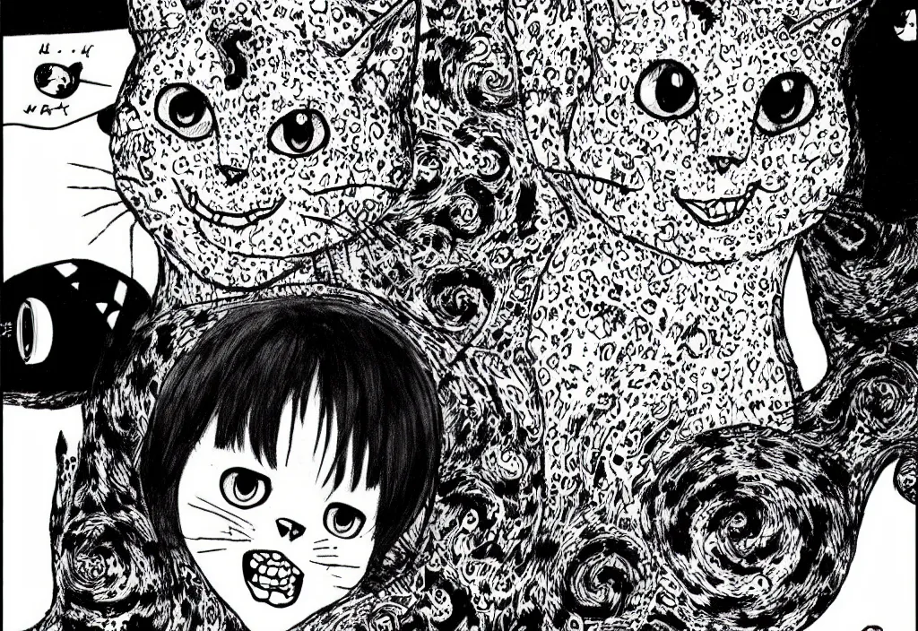 Image similar to smiling cat by junji ito