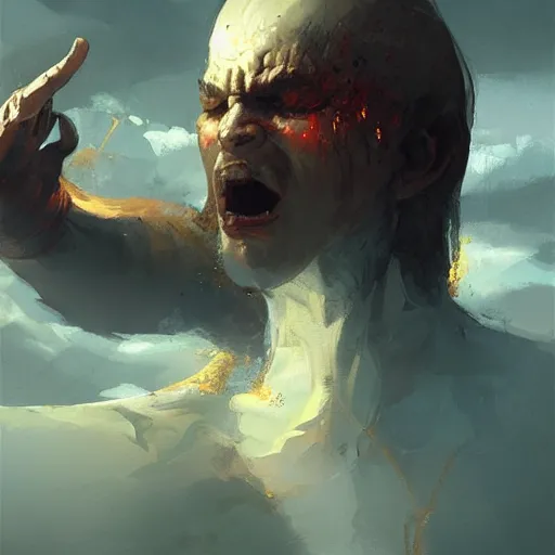 Image similar to god's middle finger, by greg rutkowski, trending on artstation