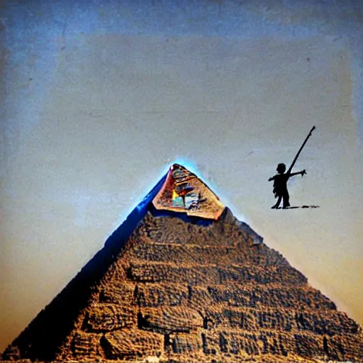 Prompt: the great pyramid art by banksy, street art