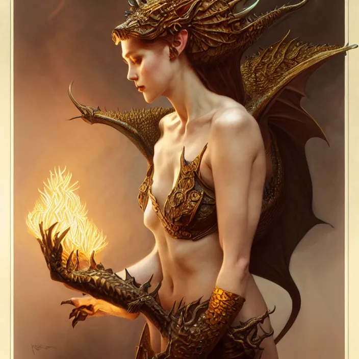 Image similar to dragon queen, diffuse lighting, fantasy, intricate, elegant, highly detailed, lifelike, photorealistic, digital painting, artstation, illustration, concept art, smooth, sharp focus, art by john collier and albert aublet and krenz cushart and artem demura and alphonse mucha