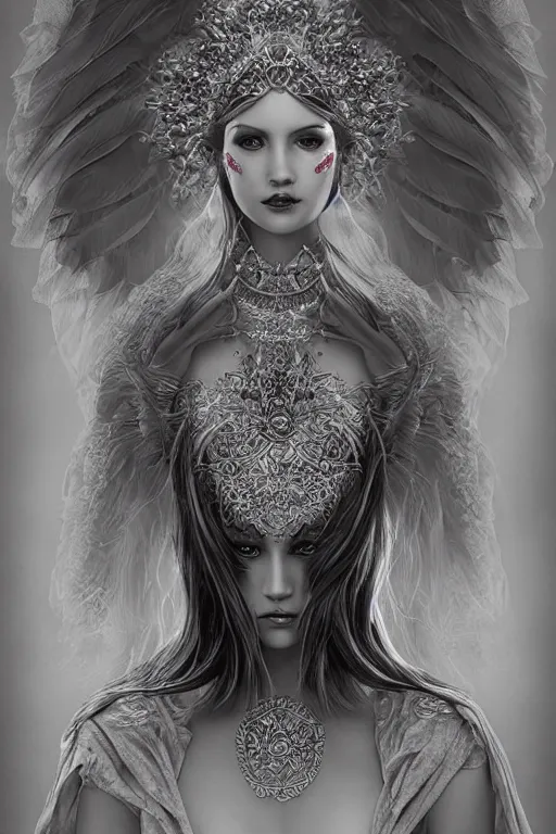 Prompt: Ethereal Cardinal WOMAN bird, intricate detail, ornate, conceptual art, soft light, dynamic, art by artgerm , fine art high quality printing, fine art with subtle redshift rendering