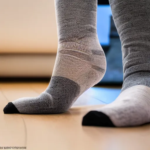 Image similar to commercial shot of the dusty sock you found behind your couch, dramatic beautiful lighting, 8k photgraphy, 50mm f1.8, macro