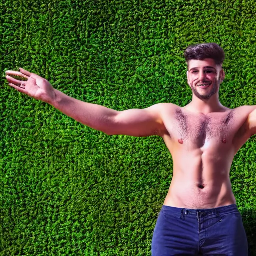 Image similar to high-resolution photograph of a lad showing off his hairy armpits