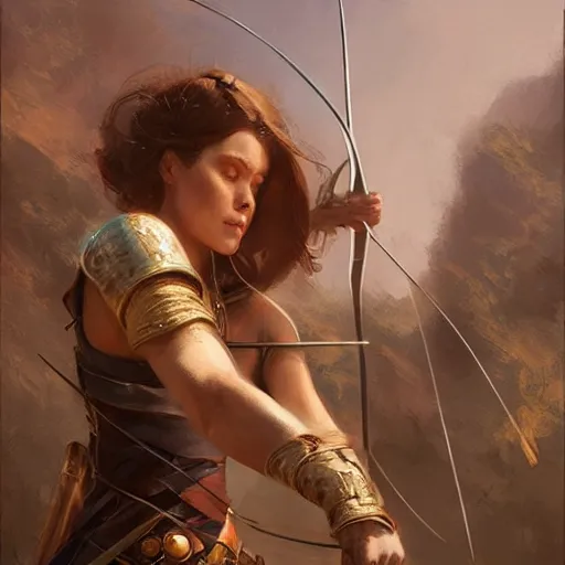 Image similar to A portrait of a female archer, Magic the Gathering art, art by greg rutkowski, matte painting, trending on artstation, very detailed