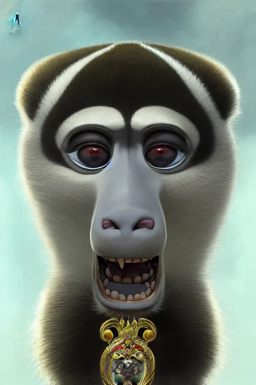 Prompt: vladimir putin as king julien from madagaskar, realistic portrait, symmetrical, highly detailed, digital painting, artstation, concept art, smooth, sharp focus, illustration, cinematic lighting, art by artgerm and greg rutkowski and alphonse mucha