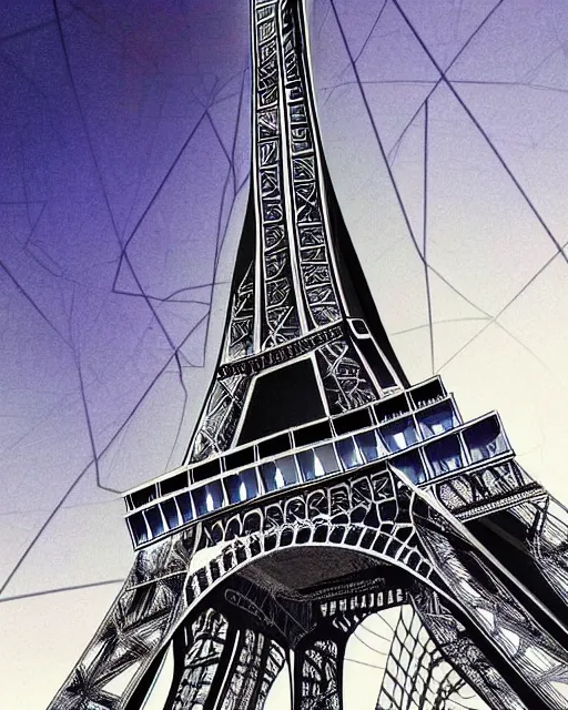 Prompt: Tour Eiffel futuristic style design by Zahah Hadid